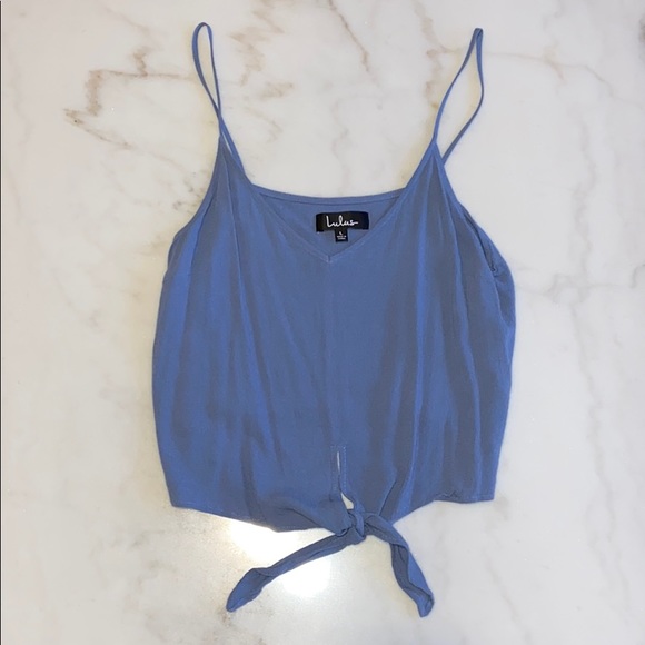 Dear Heart Blue Tie-Front Crop Top - Picture 5 of 5